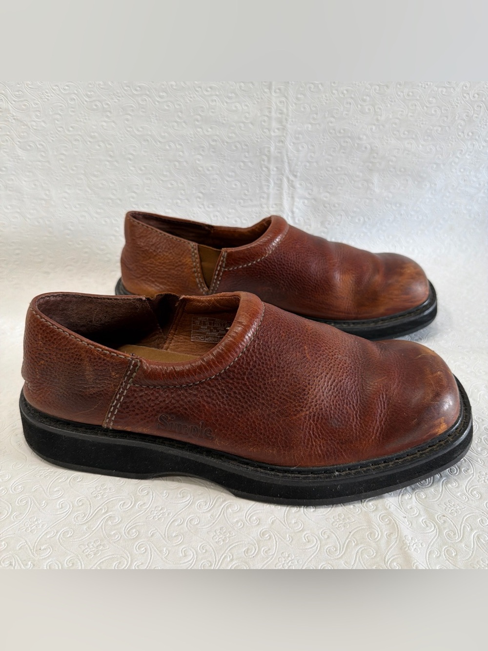 Simple Slip On Shoes Mens 11 Brown Leather Casual Comfort Shoes Y2K Skate Work